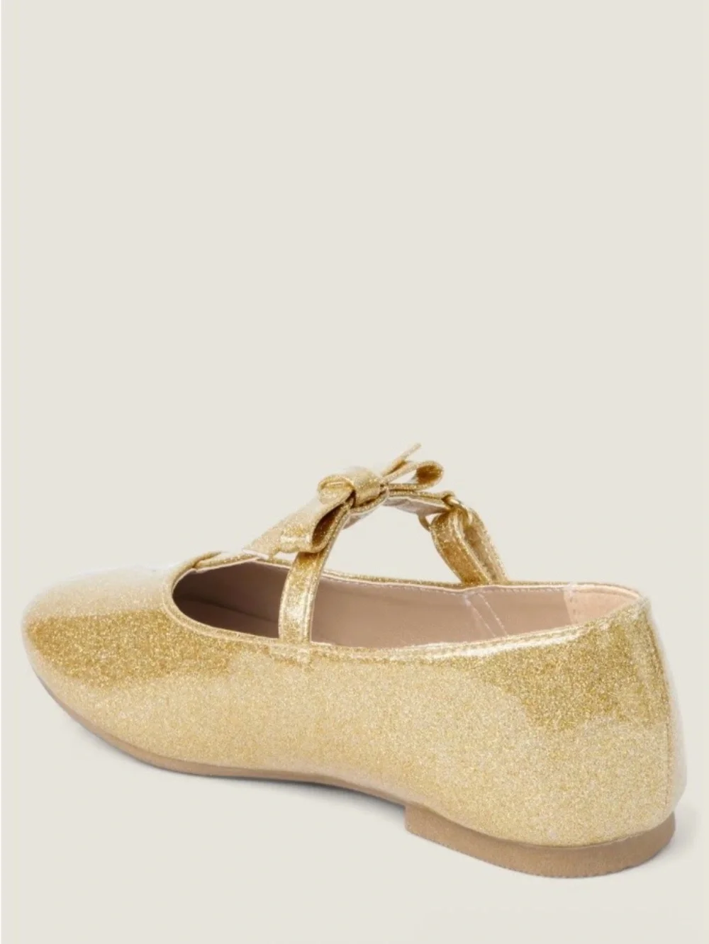 Gymboree Girls' ‘All Dressed Up’ Gold Glitter T-Strap Mary Janes Size 10